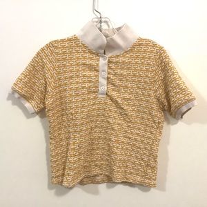 ZARA Collar Cropped Pattern Polo Top Quarter Zip